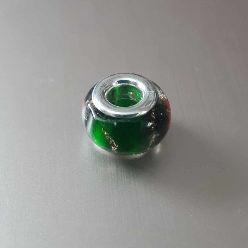 Green swirl charm for bracelet or necklace